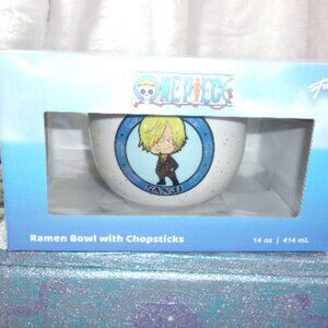 H-445 NEW IN PACKAGE JUST FUNKY RAMEN BOWL W/CHOPSTICKS " SANJI JOLLY ROGER"